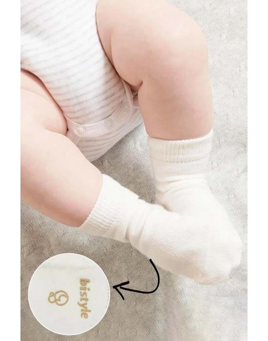 Bistyle Puanlı Kaymaz Penye Soket Çorap 3Lü BS10108 Bej