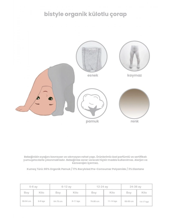 Bistyle Tekli Düz Külotlu Çorap 50104 Siyah