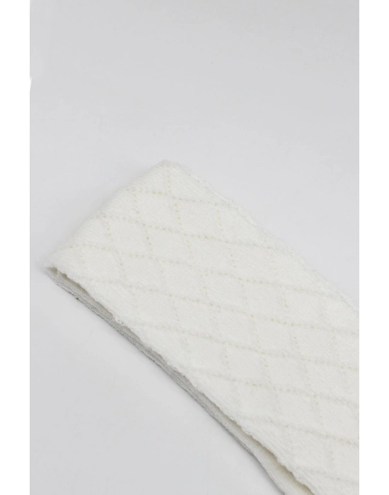 Bistyle Tekli Ekose Kabartma Penye Külotlu Çorap BS50105 Ekru