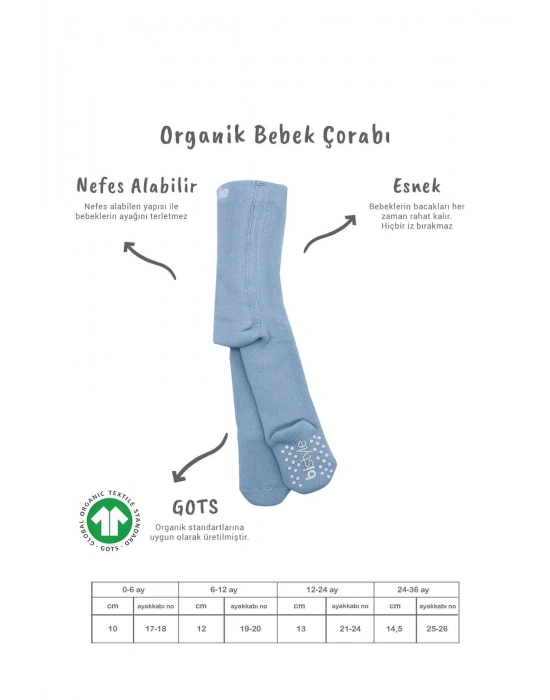 Bistyle Tekli Kaymaz Basic Külotlu Çorap BS50501B Mavi