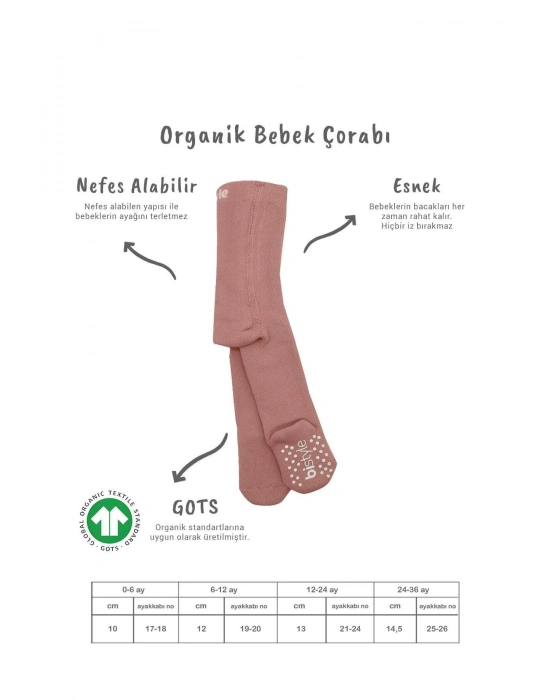 Bistyle Tekli Kaymaz Mix Havlu Külotlu Çorap BS50501M Pudra