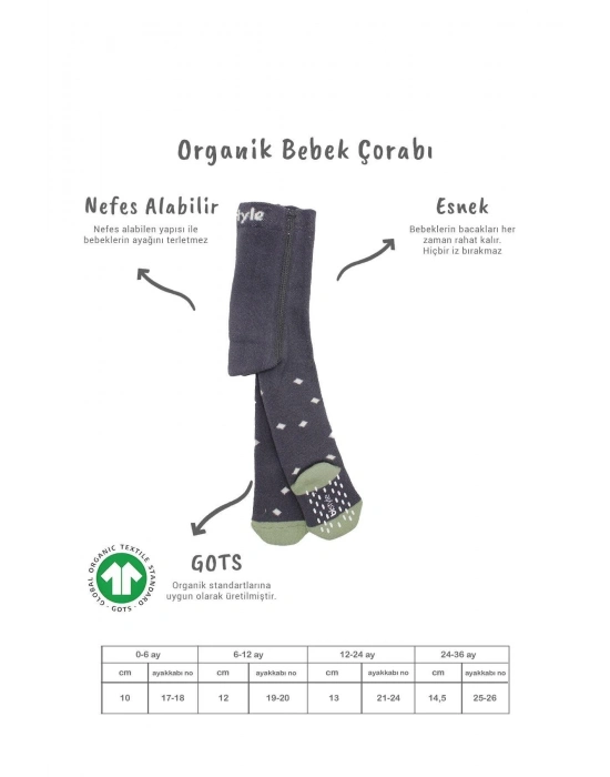 Bistyle Tekli Puan Kaymaz Havlu Külotlu Çorap BS50502 Antrasit