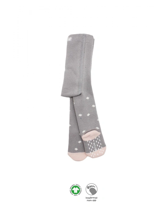 Bistyle Tekli Puan Kaymaz Havlu Külotlu Çorap BS50502 Gri