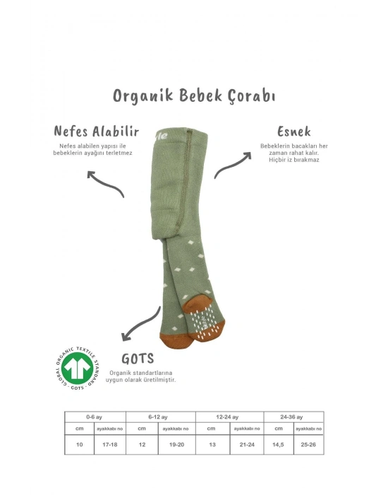 Bistyle Tekli Puan Kaymaz Havlu Külotlu Çorap BS50502 Nil