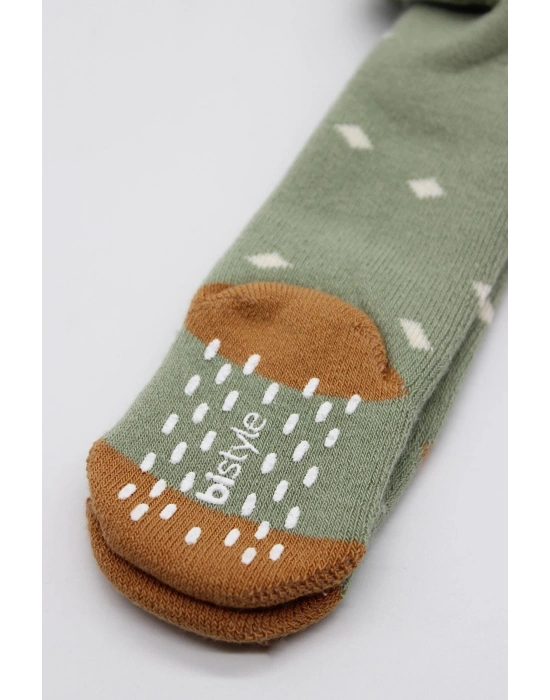 Bistyle Tekli Puan Kaymaz Havlu Külotlu Çorap BS50502 Nil
