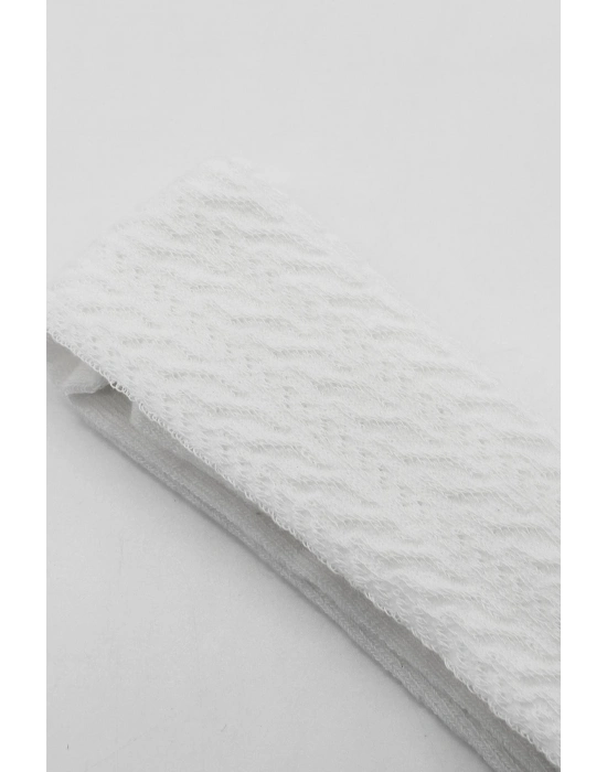 Bistyle Tekli Zikzak Kabartma Penye Külotlu Çorap BS50108 Beyaz