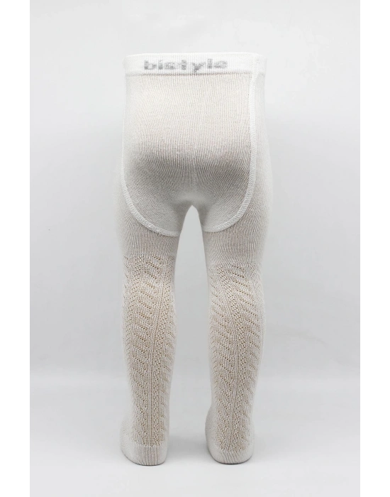 Bistyle Tekli Zikzak Kabartma Penye Külotlu Çorap BS50108 Ekru