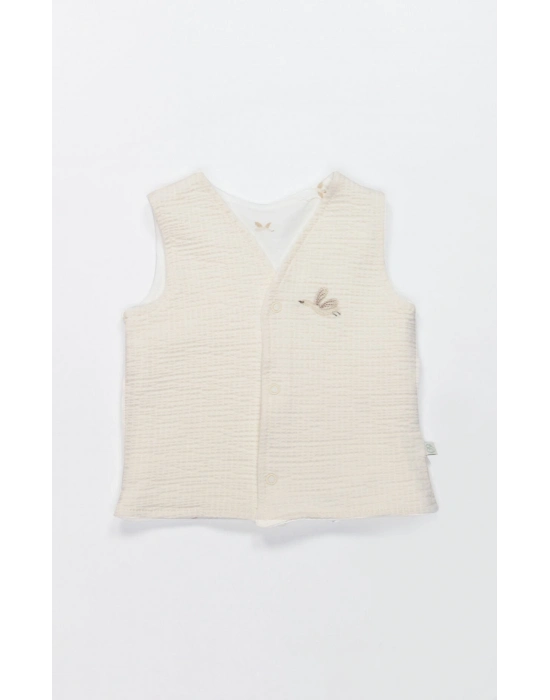 Bistyle Yelek Çift Taraflı Love You Smile 18115 Ekru