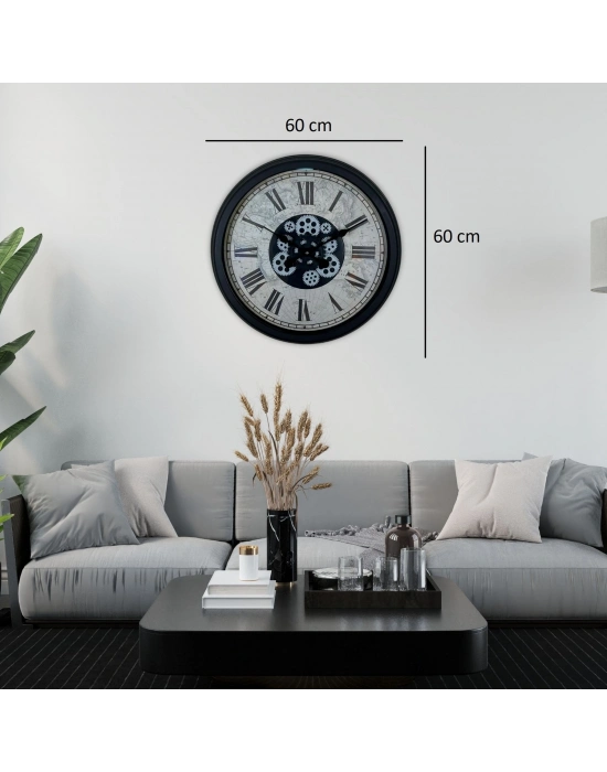 ® Black Atlas Series 60 Cm Çarklı Duvar Saati