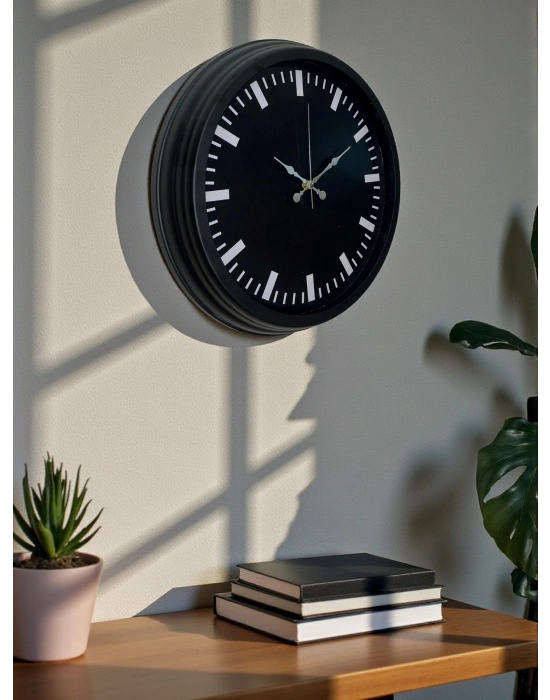 ® Black Baseline 40 Cm Metal Duvar Saati