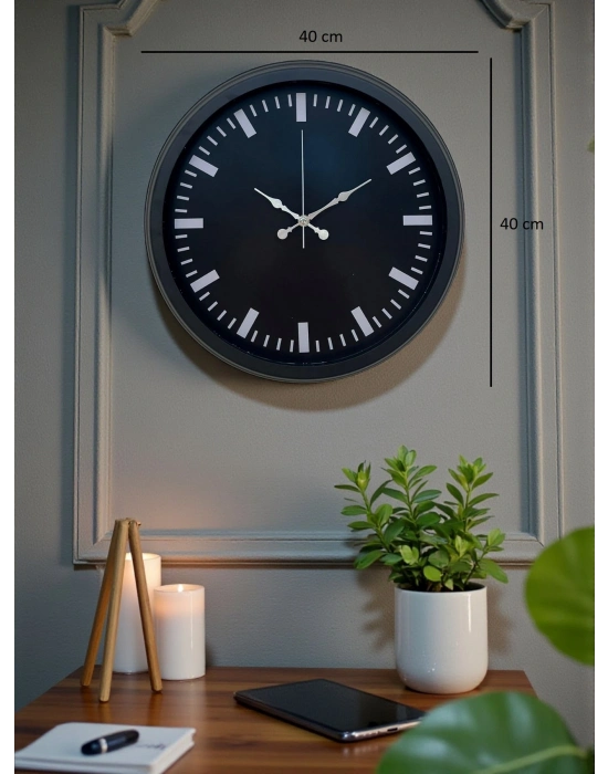 ® Black Baseline 40 Cm Metal Duvar Saati