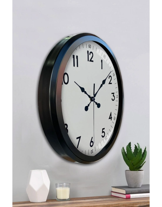 ® Black Classic 52 Cm Metal Modern Ve Şık Duvar Saati