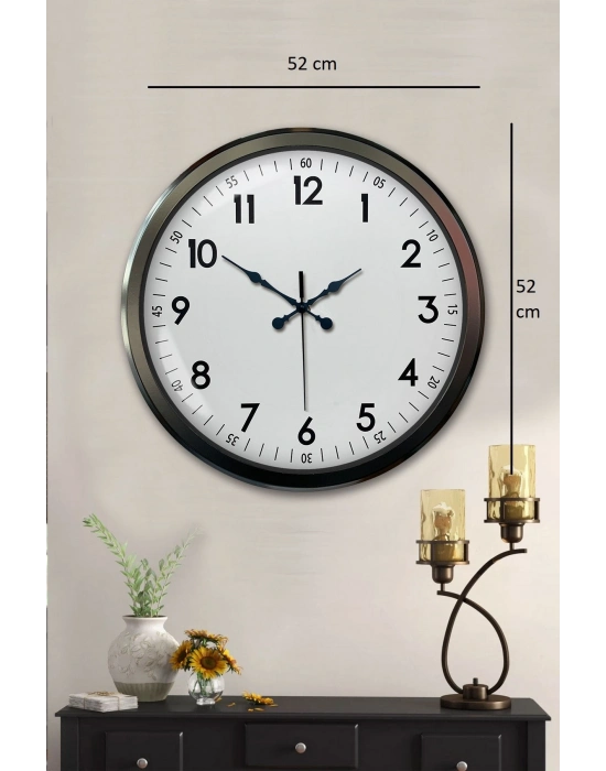 ® Black Classic 52 Cm Metal Modern Ve Şık Duvar Saati