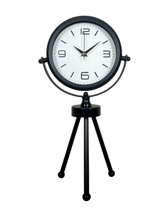 ® Black Elegant Metal Üç Ayaklı Masa Saati