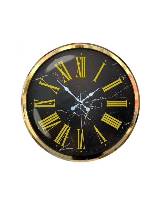 ® Black Marble Gold 52 Cm Metal Duvar Saati