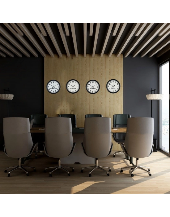 BlackLine 4’lü 36 cm Dünya Saati Seti