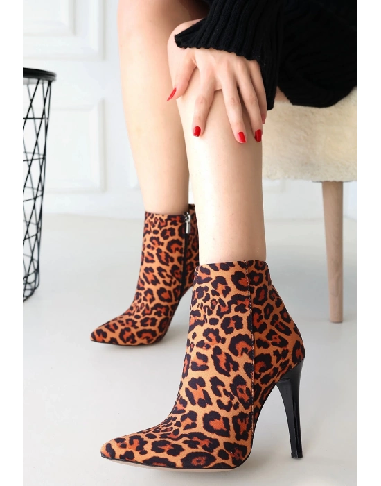 Blan Zebra Saten Topuklu Bot