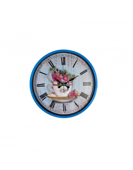 Blue Flower 36 Cm Mavi Duvar Saati