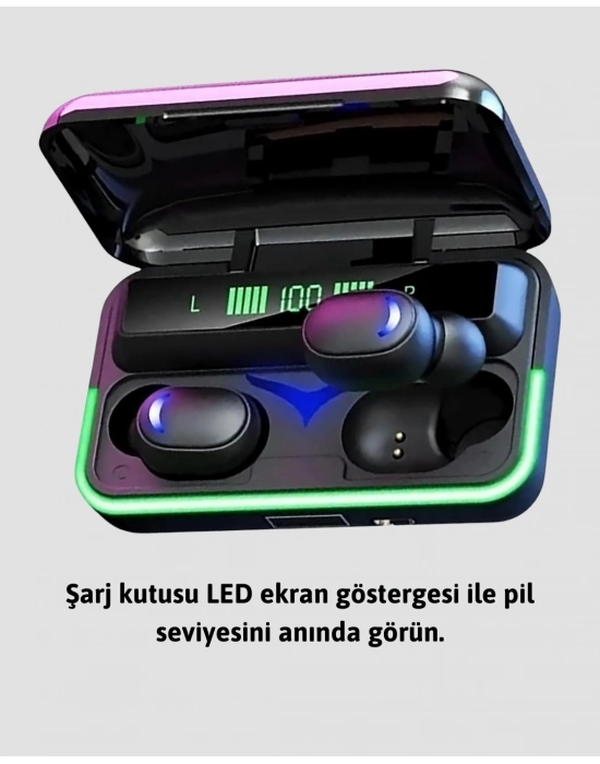Bluetooth 5.1  Kulaklığı LED Ekranlı Powerbank Kulaklık