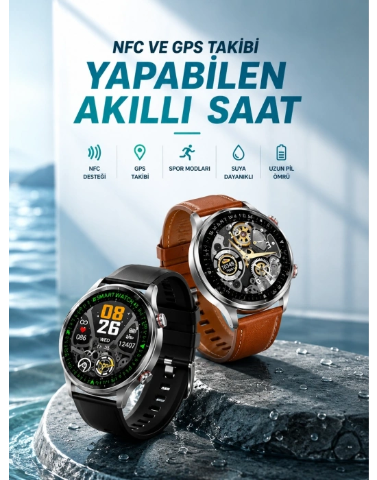Bluetooth Bağlantılı Akıllı Saat Tüm Telefonlara Uyumlu Değiştirilebilir Kordon