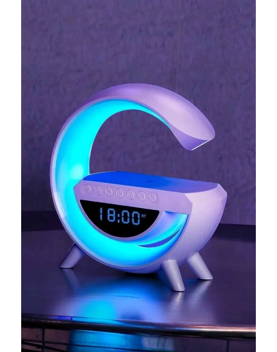 Bluetooth Hoparlör 15W Kablosuz Hızlı Şarj LED Gece Lambası