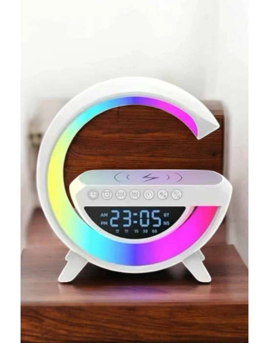 Bluetooth Hoparlör 15W Kablosuz Hızlı Şarj LED Gece Lambası
