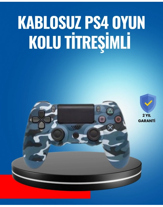 Bluetooth Kablosuz PS4 Gamepad Çift Motorlu Siyah Controller