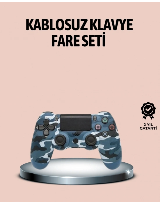 Bluetooth Kablosuz PS4 Gamepad Çift Motorlu Siyah Controller