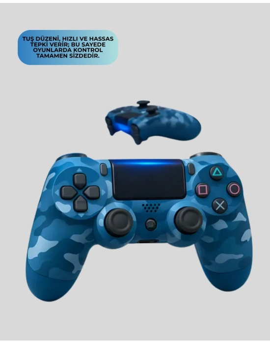 Bluetooth Kablosuz PS4 Gamepad Çift Motorlu Siyah Controller
