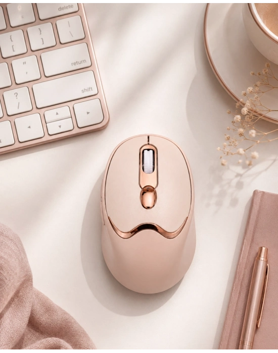Bluetooth ve 2.4G Destekli Sessiz Kablosuz Mouse Şarjlı Tasarım