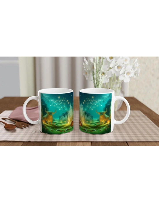 Boğa Burcu Baskılı Kahve Kupası - Astral Denizaltı Dünyası Vs1