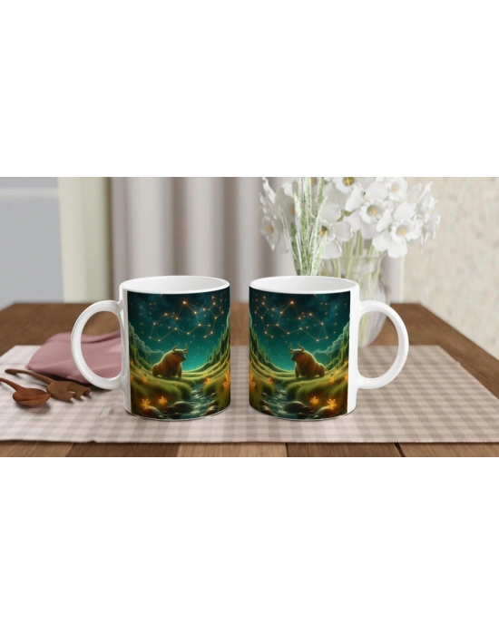 Boğa Burcu Baskılı Kahve Kupası - Astral Denizaltı Dünyası Vs2