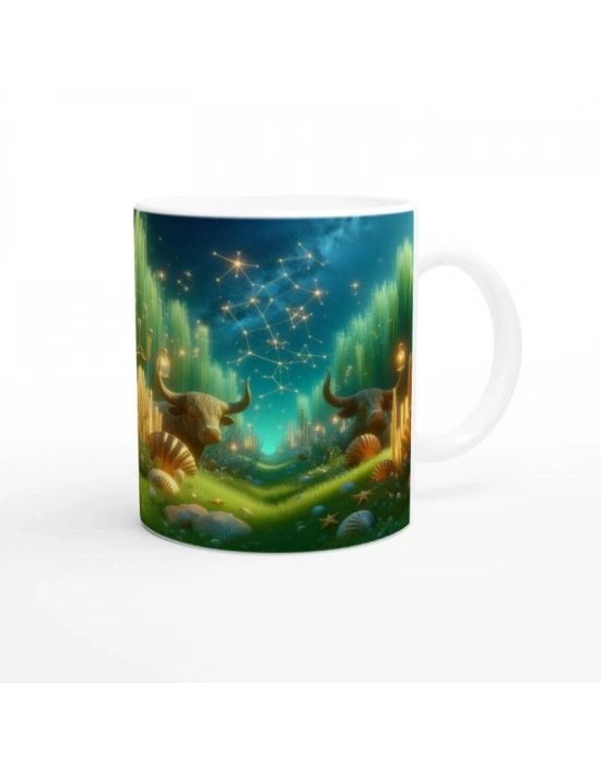 Boğa Burcu Baskılı Kahve Kupası - Astral Denizaltı Dünyası Vs3