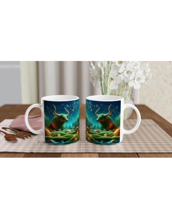 Boğa Burcu Baskılı Kahve Kupası - Astral Denizaltı Dünyası Vs4