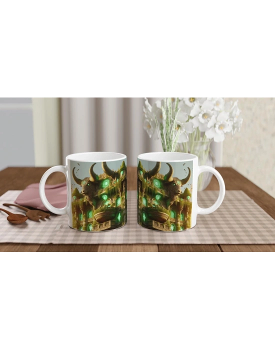 Boğa Burcu Baskılı Kahve Kupası - Burçlar Krallığı Şatosu Vs2