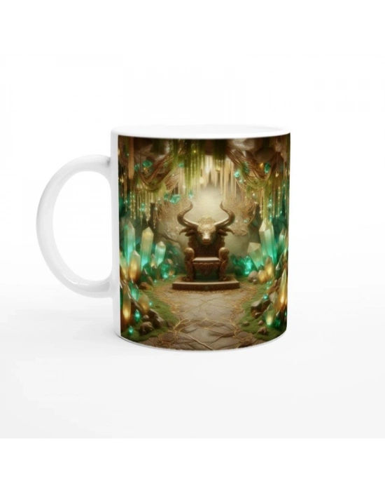 Boğa Burcu Baskılı Kahve Kupası - Büyülü Kristal Mağarası Temalı Vs2