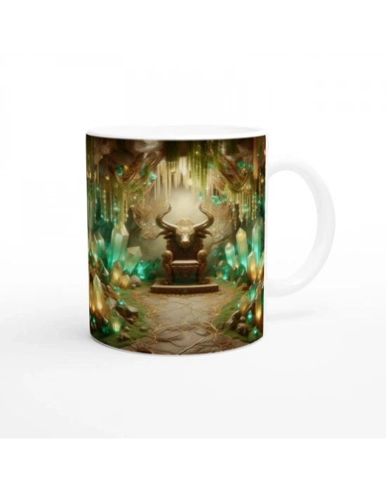 Boğa Burcu Baskılı Kahve Kupası - Büyülü Kristal Mağarası Temalı Vs2