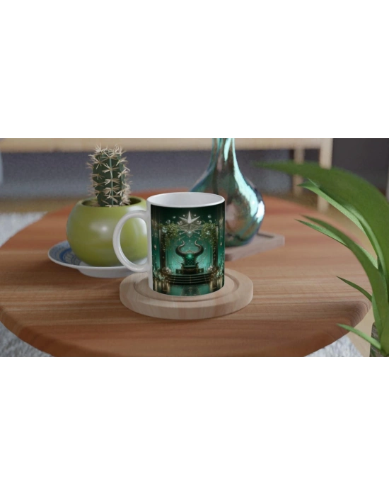 Boğa Burcu Baskılı Kahve Kupası - Galaktik Taht Odası Temalı Vs1