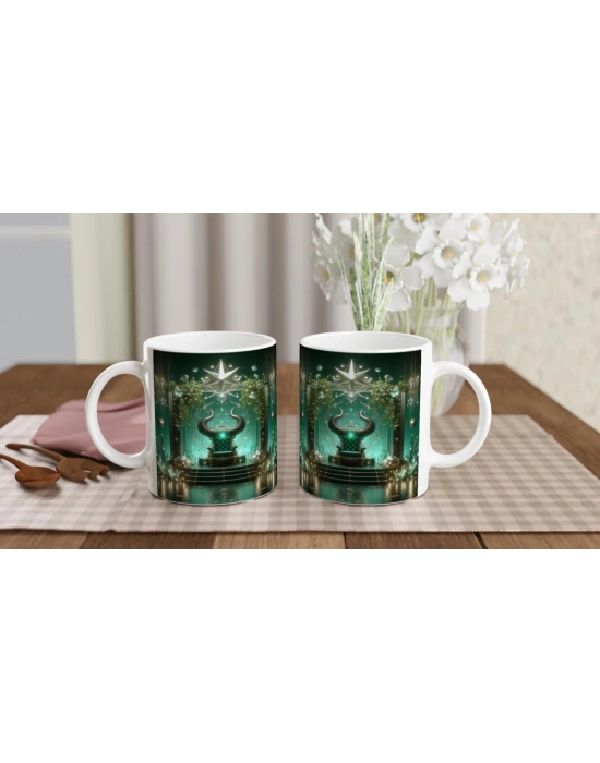 Boğa Burcu Baskılı Kahve Kupası - Galaktik Taht Odası Temalı Vs1