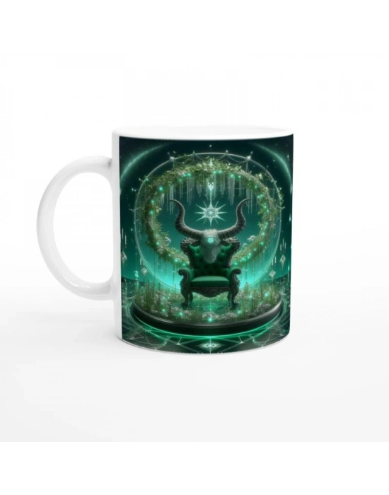 Boğa Burcu Baskılı Kahve Kupası - Galaktik Taht Odası Temalı Vs2