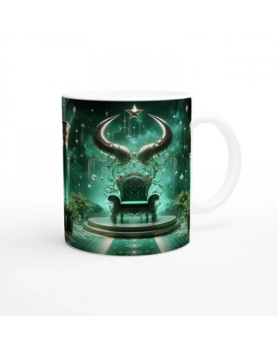 Boğa Burcu Baskılı Kahve Kupası - Galaktik Taht Odası Temalı Vs3