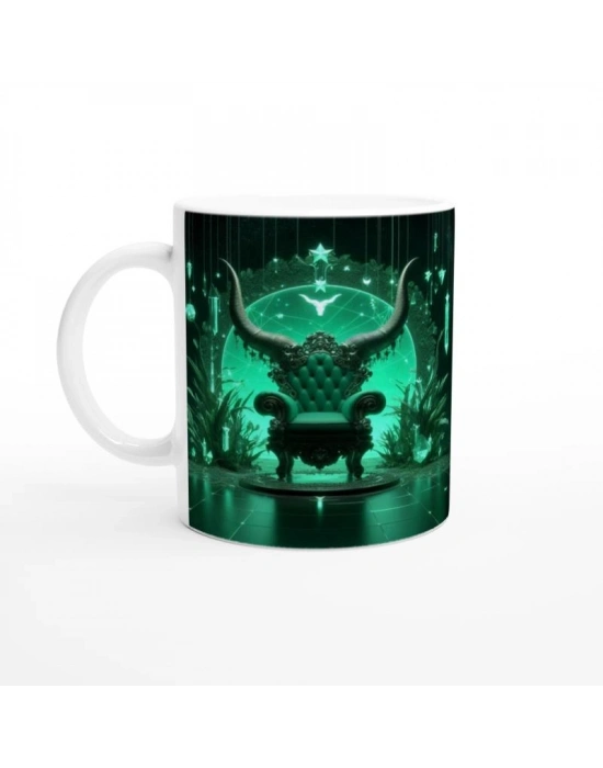 Boğa Burcu Baskılı Kahve Kupası - Galaktik Taht Odası Temalı Vs4