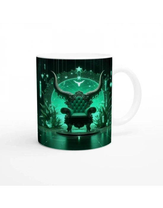 Boğa Burcu Baskılı Kahve Kupası - Galaktik Taht Odası Temalı Vs4
