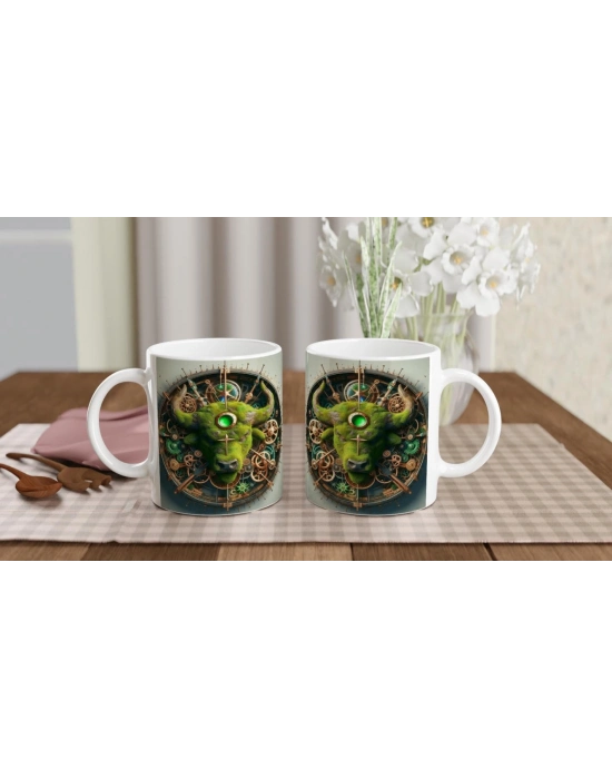 Boğa Burcu Baskılı Kahve Kupası - Zamanın Çarkları Astroloji Mekanizması Vs3