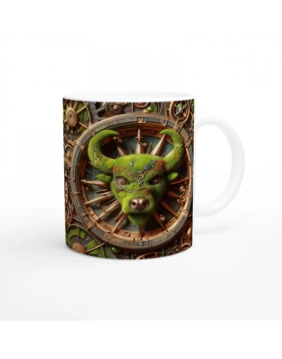 Boğa Burcu Baskılı Kahve Kupası - Zamanın Çarkları Astroloji Mekanizması Vs4