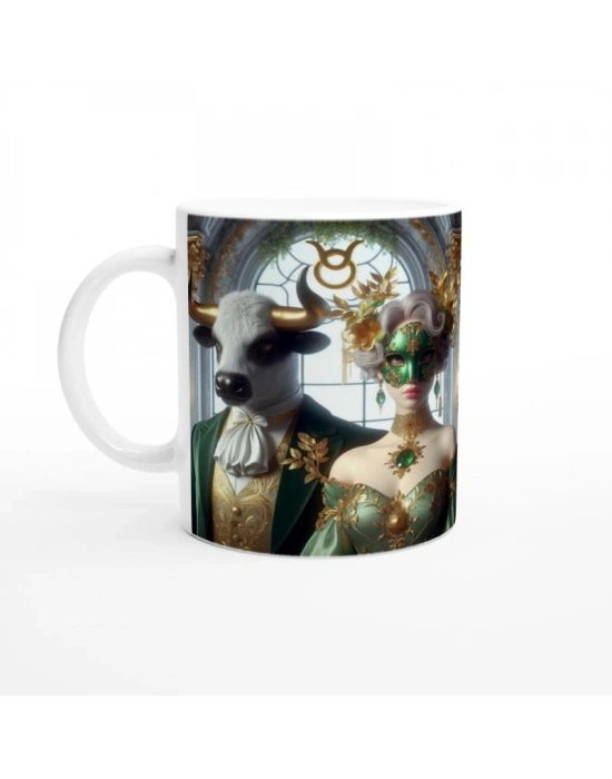 Boğa Burcu Baskılı Kahve Kupası - Zodyak Maskeli Balo Vs2