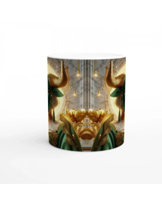 Boğa Burcu Baskılı Kahve Kupası - Zodyak Maskeli Balo Vs3