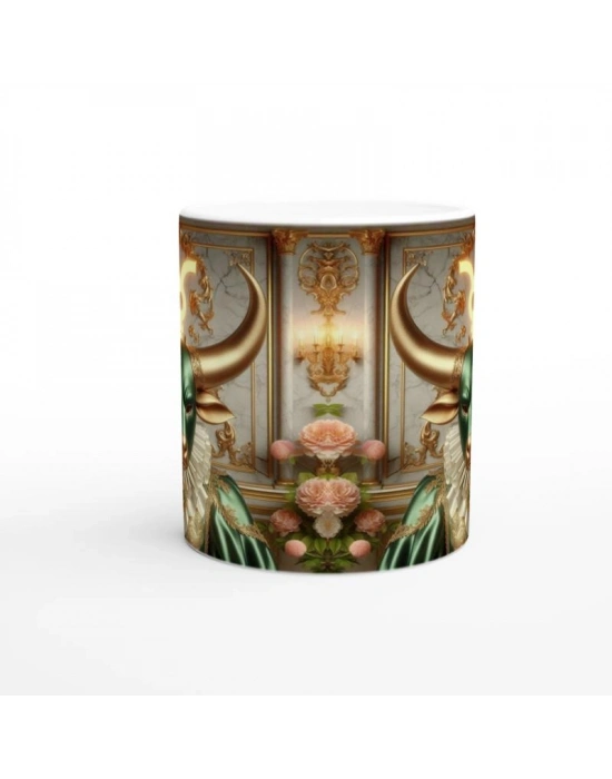 Boğa Burcu Baskılı Kahve Kupası - Zodyak Maskeli Balo Vs4