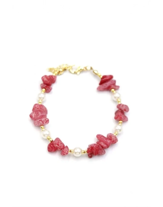 Boncuk Bileklik - Koyu Pembe