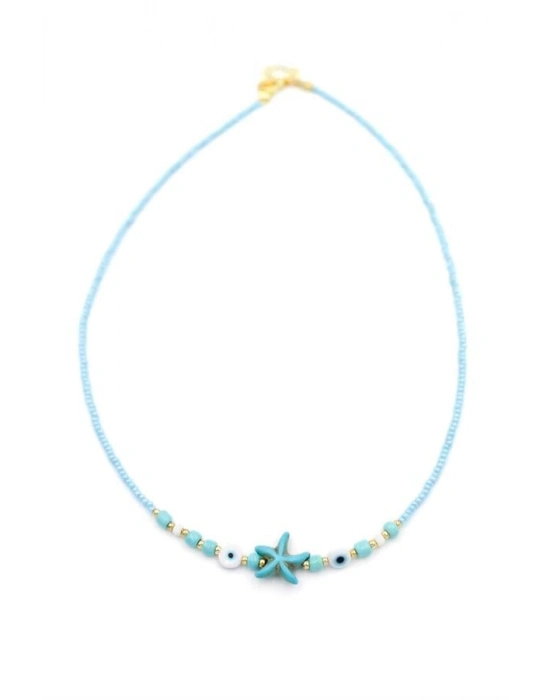 Boncuk Deniz Yıldzı Kolye - Mavi